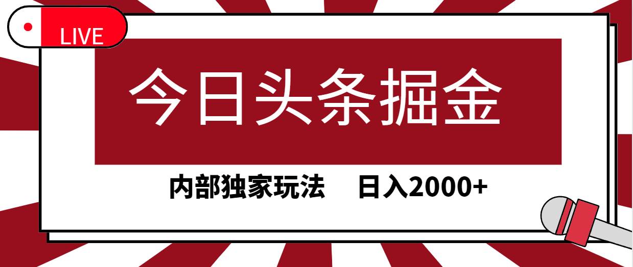 今日头条掘金，30秒一篇文章，内部独家玩法，日入2000+-猪猪博客网