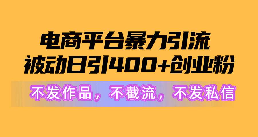 电商平台暴力引流,被动日引400+创业粉不发作品，不截流，不发私信-猪猪博客网