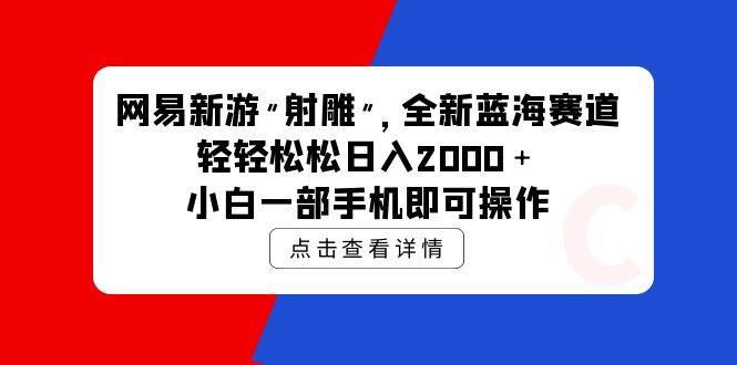 网易新游 射雕 全新蓝海赛道，轻松日入2000＋小白一部手机即可操作-猪猪博客网