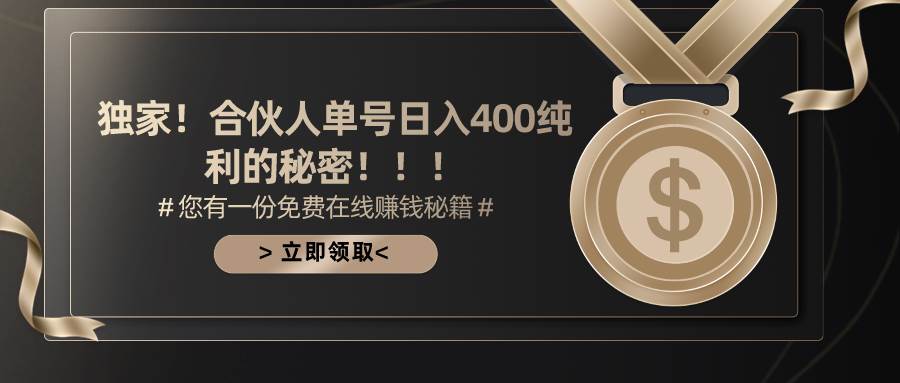 合伙人广告撸金最新玩法，每天单号400纯利-猪猪博客网