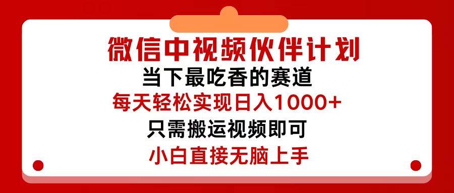 微信中视频伙伴计划，仅靠搬运就能轻松实现日入500+，关键操作还简单，...-猪猪博客网