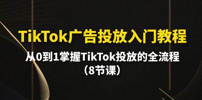TikTok广告投放入门教程，从0到1掌握TikTok投放的全流程（8节课）-猪猪博客网